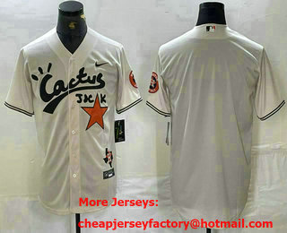 Men's Houston Astros Blank Cream Cactus Jack Cool Base Jersey