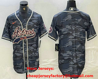 Men's Houston Astros Blank Gray Camo Cool Base Stitched Jersey