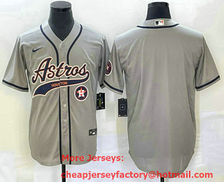 Men's Houston Astros Blank Grey Cool Base Stitched Baseball Jersey 01