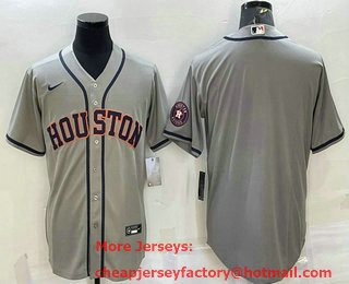 Men's Houston Astros Blank Grey With Patch Stitched MLB Cool Base Nike Jersey