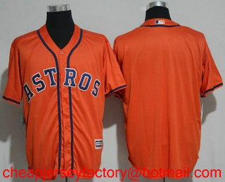 Men's Houston Astros Blank Orange Stitched Baseball Jersey