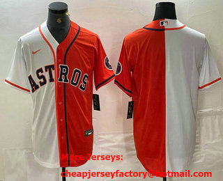 Men's Houston Astros Blank Orange White Split Stitched Baseball Jersey