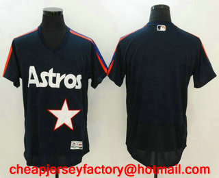 Men's Houston Astros Blank Retired Navy Blue Pullover Stitched MLB 2016 Flex Base Jersey