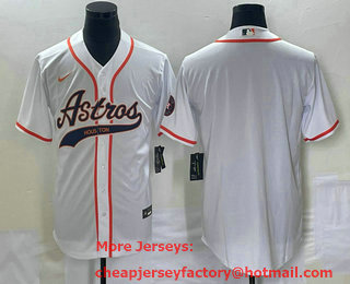 Men's Houston Astros Blank White Cool Base Stitched Baseball Jersey 01