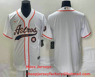 Men's Houston Astros Blank White Cool Base Stitched Baseball Jersey 02