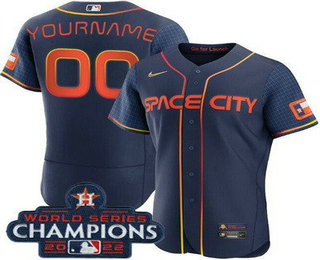 Men's Houston Astros Customized Navy City 2022 World Series Champions Authentic Jersey