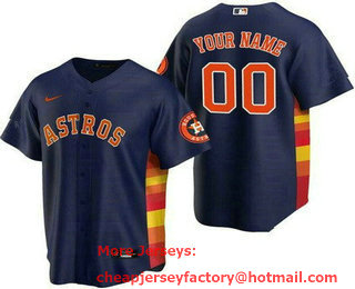 Men's Houston Astros Customized Navy Team Logo Cool Base Jersey