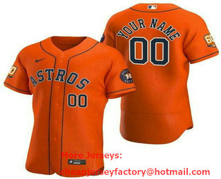 Men's Houston Astros Customized Orange 60th Anniversary Authentic Jersey