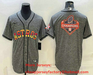 Men's Houston Astros Grey Gridiron Team Big Logo Cool Base Stitched Baseball Jersey