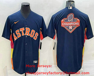 Men's Houston Astros Navy Blue Champions Big Logo Stitched MLB Cool Base Nike Jersey