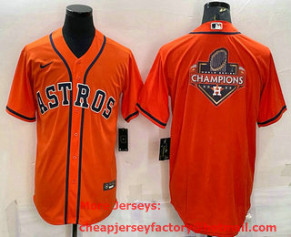 Men's Houston Astros Orange Champions Big Logo Stitched MLB Cool Base Nike Jersey