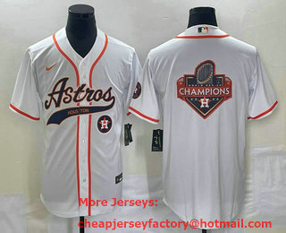 Men's Houston Astros White Team Big Logo Cool Base Stitched Baseball Jersey 01