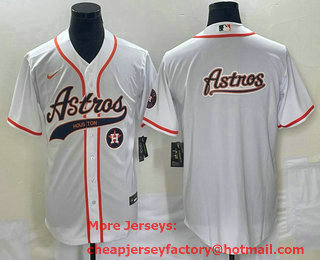 Men's Houston Astros White Team Big Logo Cool Base Stitched Baseball Jersey 02