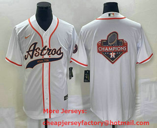 Men's Houston Astros White Team Big Logo Cool Base Stitched Baseball Jersey 05