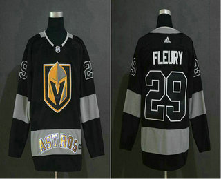 Men's Houston Astros x Vegas Golden Knights #29 Marc-Andre Fleury Black Adidas Stitched NHL Fashion Jersey