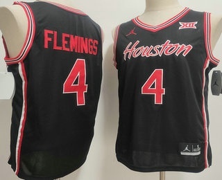 Men's Houston Cougars #4 Kingston Flemings Black College Basketball Jersey
