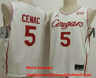 Men's Houston Cougars #5 Chris Cenac Jr White College Basketball Jersey