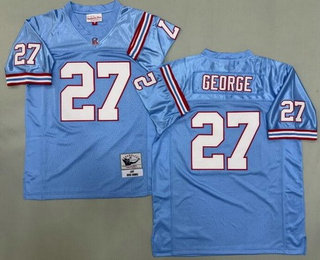 Men's Houston Oilers #27 Eddie George Light Blue 1997 Throwback Jersey