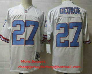 Men's Houston Oilers #27 Eddie George White Throwback Jersey
