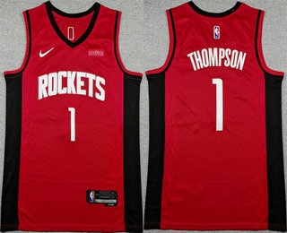 Men's Houston Rockets #1 Amen Thompson Red Sponsor Swingman Jersey