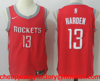 Men's Houston Rockets #13 James Harden New Red 2017-2018 Nike Swingman Stitched NBA Jersey