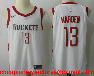 Men's Houston Rockets #13 James Harden New White 2017-2018 Nike Swingman Stitched NBA Jersey