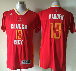Men's Houston Rockets #13 James Harden Revolution 30 Swingman 2015-16 New Red With Gold Short-Sleeved Jersey