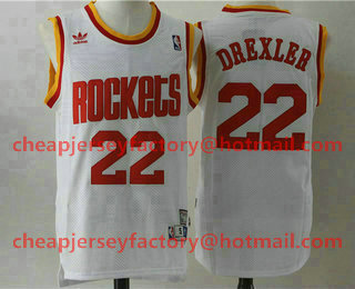 Men's Houston Rockets #22 Clyde Drexler Hardwood Classic Swingman Throwback White Jersey