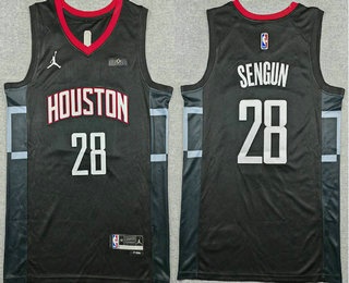 Men's Houston Rockets #28 Alperen Sengun Black Statement Sponsor Swingman Jersey