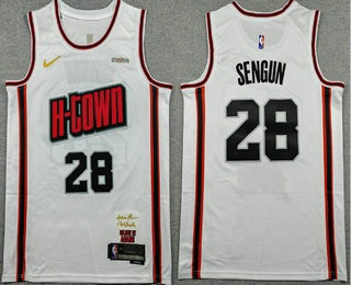 Men's Houston Rockets #28 Alperen Sengun White 2024 City Sponsor Swingman Jersey