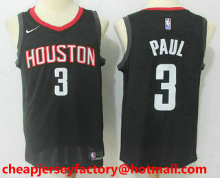 Men's Houston Rockets #3 Chris Paul New Black 2017-2018 Nike Swingman Stitched NBA Jersey