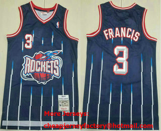Men's Houston Rockets #3 Steve Francis Black Hardwood Classic Swingman Throwback Jersey