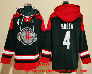 Men's Houston Rockets #4 Jalen Green Black Ageless Must Have Lace Up Pullover Hoodie