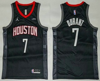 Men's Houston Rockets #7 Kevin Durant Black Statement Sponsor Swingman Jersey