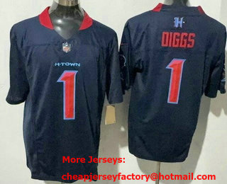 Men's Houston Texans #1 Stefon Diggs Limited Navy Alternate FUSE Vapor Jersey