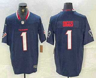 Men's Houston Texans #1 Stefon Diggs Limited Navy FUSE Vapor Jersey