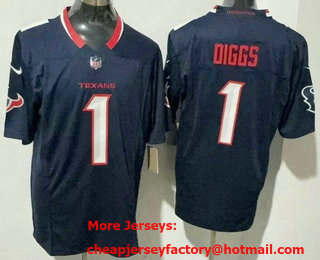 Men's Houston Texans #1 Stefon Diggs Limited Navy FUSE Vapor Jersey