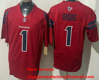 Men's Houston Texans #1 Stefon Diggs Limited Red FUSE Vapor Jersey