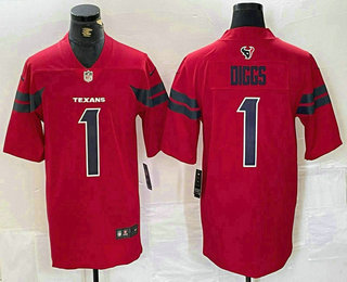 Men's Houston Texans #1 Stefon Diggs Limited Red Vapor Jersey