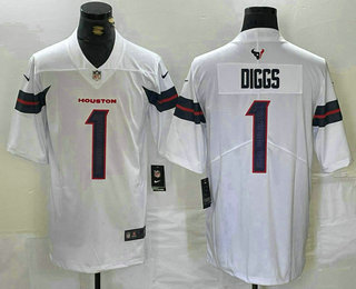 Men's Houston Texans #1 Stefon Diggs Limited White Vapor Jersey