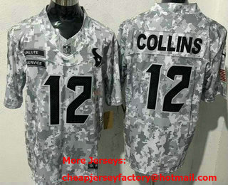 Men's Houston Texans #12 Nico Collins Limited Arctic Camo 2024 Salute to Service Jersey