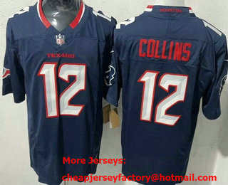 Men's Houston Texans #12 Nico Collins Limited Navy FUSE Vapor Jersey