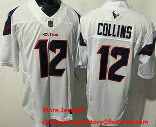 Men's Houston Texans #12 Nico Collins Limited White FUSE Vapor Jersey