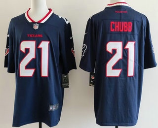 Men's Houston Texans #21 Nick Chubb Limited Navy Vapor Jersey