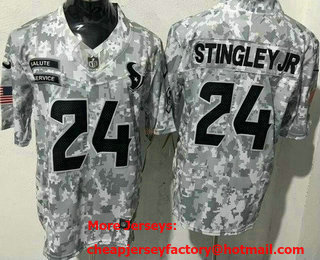 Men's Houston Texans #24 Derek Stingley Jr Limited Arctic Camo 2024 Salute to Service Jersey