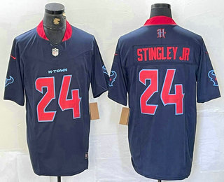 Men's Houston Texans #24 Derek Stingley Jr Red Limited Navy Vapor Jersey