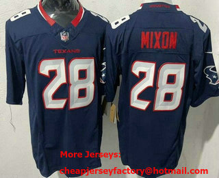 Men's Houston Texans #28 Joe Mixon Limited Navy FUSE Vapor Jersey