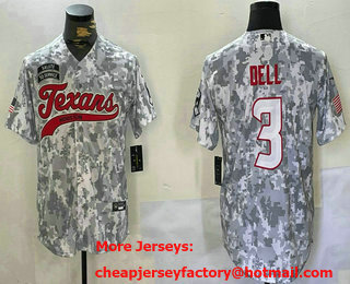 Men's Houston Texans #3 Tank Dell Arctic Camo 2024 Salute to Service Stitched Baseball Jersey