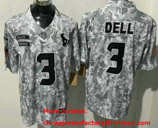 Men's Houston Texans #3 Tank Dell Limited Arctic Camo 2024 Salute to Service Jersey