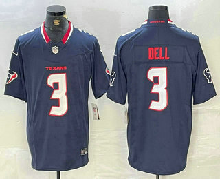 Men's Houston Texans #3 Tank Dell Limited Navy FUSE Vapor Jersey